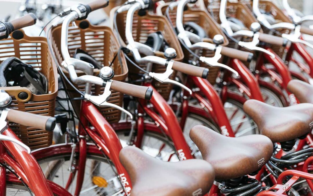 Vélos électriques rouges de Loc & CO - Parc Naturel Régional des Marais du Cotentin et du Bessin