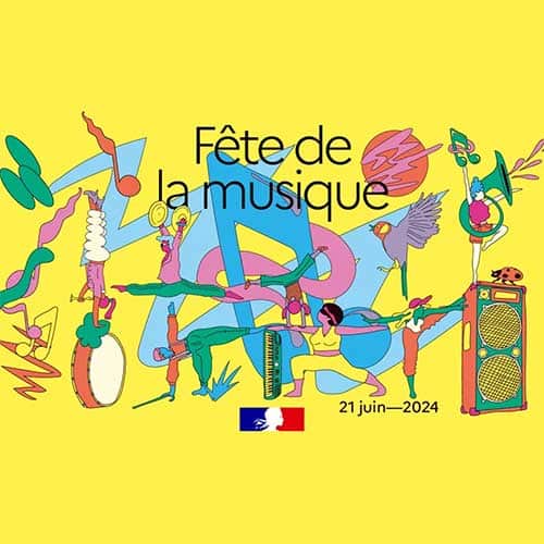 Músicos en el escenario y público entusiasta en la Fiesta de la Música 2024 en Cherbourg-en-Cotentin